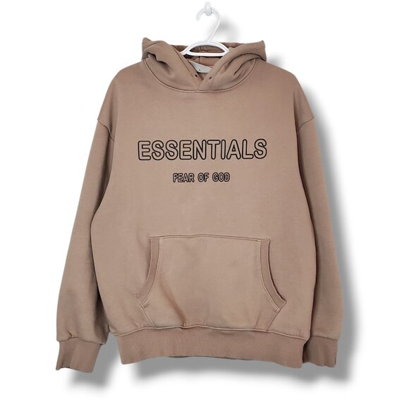 Fear Of God Essentials Spellout Hoodie Brown Size XL - Picture 1 of 6